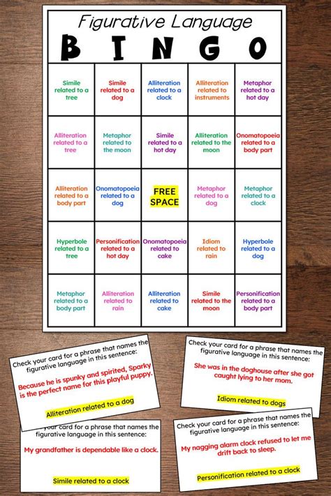 figurative language bingo|figurative language review games.